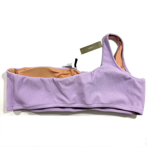 New J Crew BE715 One Shoulder Textured Bikini Top Purple - Picture 3 of 5